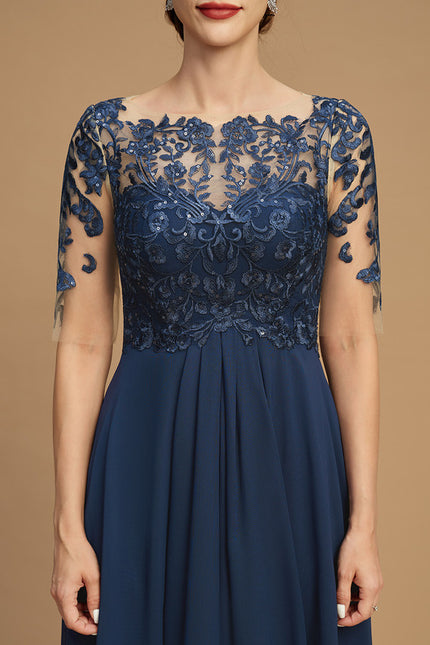 Robe Cérémonie Bleu Nuit Dentelle Élégante - gallery 3