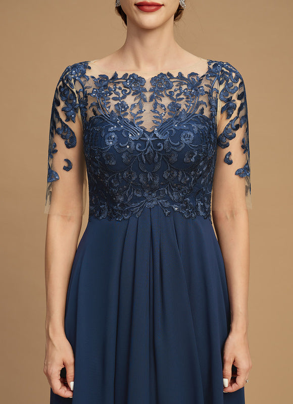 Robe Cérémonie Bleu Nuit Dentelle Élégante - gallery 3