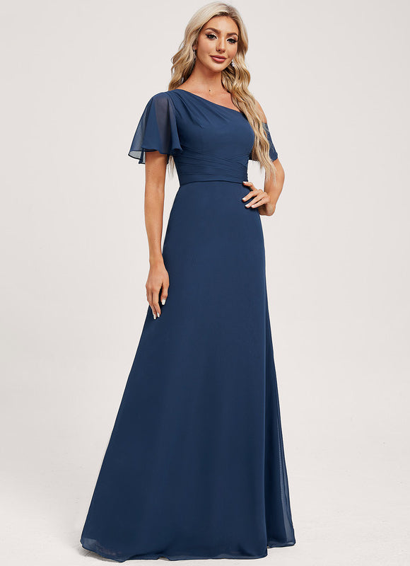 Robe Cérémonie Asymétrique Marine - gallery 1