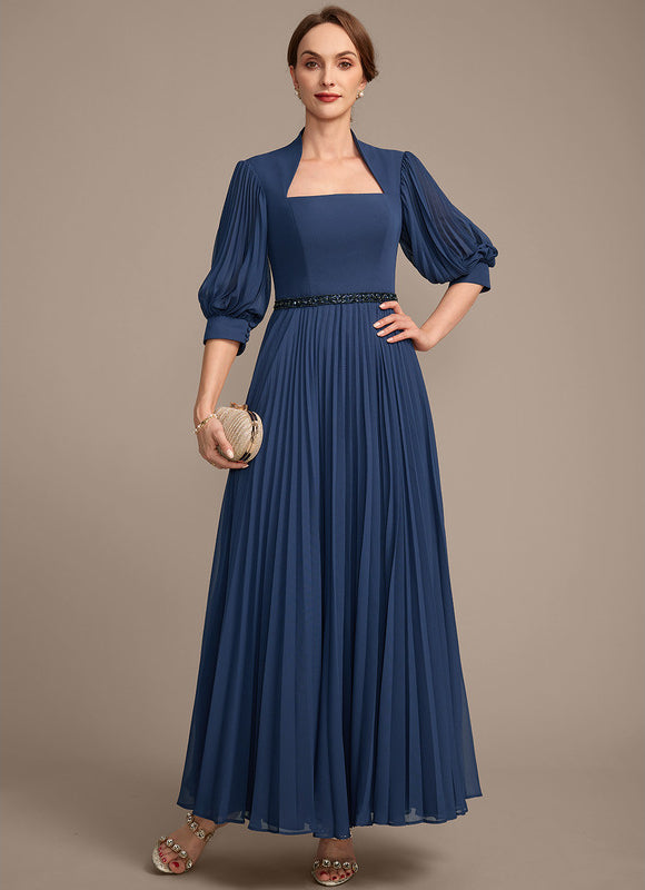 Robe Cérémonie Plissée Marine Élégante - gallery 4