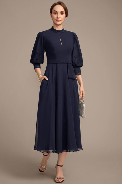 Robe Cérémonie Col Montant Marine - gallery 4