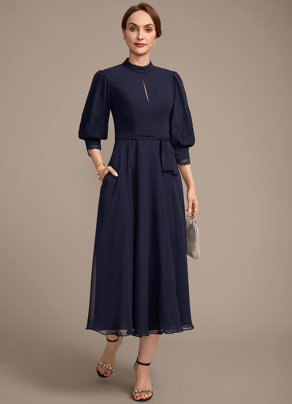 Robe Cérémonie Col Montant Marine - gallery 4
