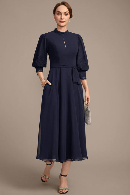 Robe Cérémonie Col Montant Marine - gallery 4