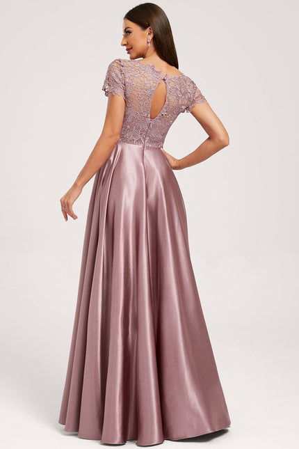 Robe Cérémonie Longue Rose Satinée - gallery 1