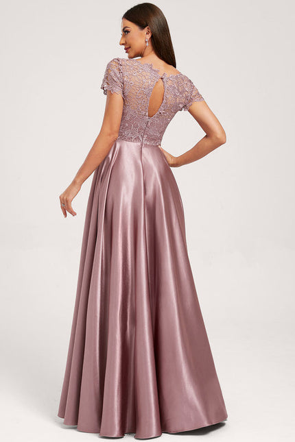 Robe Cérémonie Longue Rose Satinée - gallery 1