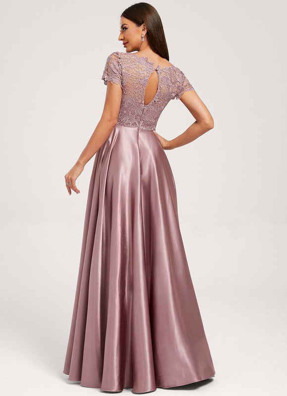 Robe Cérémonie Longue Rose Satinée - gallery 1