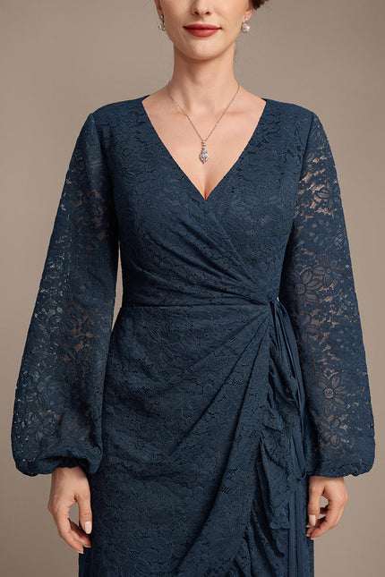 Robe Cérémonie Dentelle Marine Élégante - gallery 7