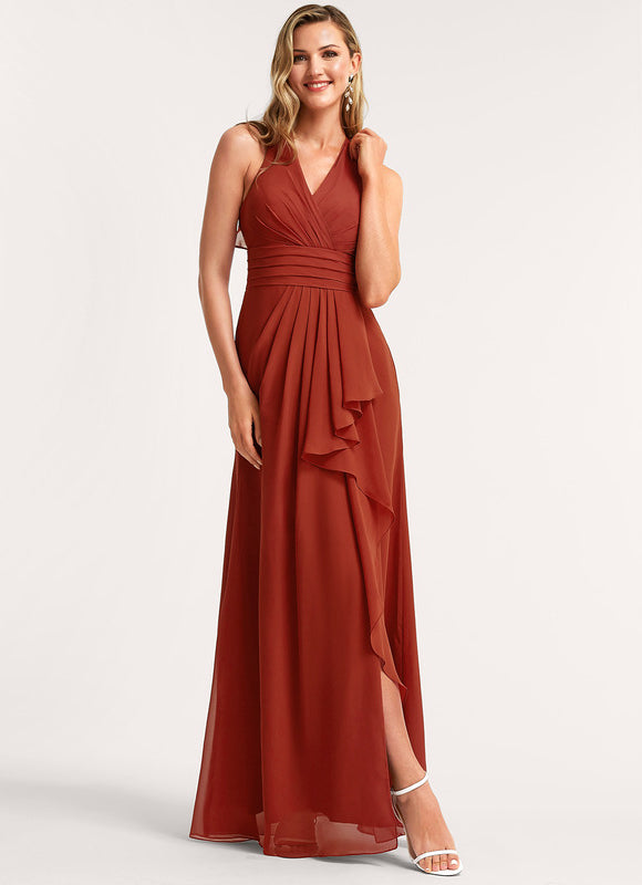 Robe Cérémonie Longue Volants Rose