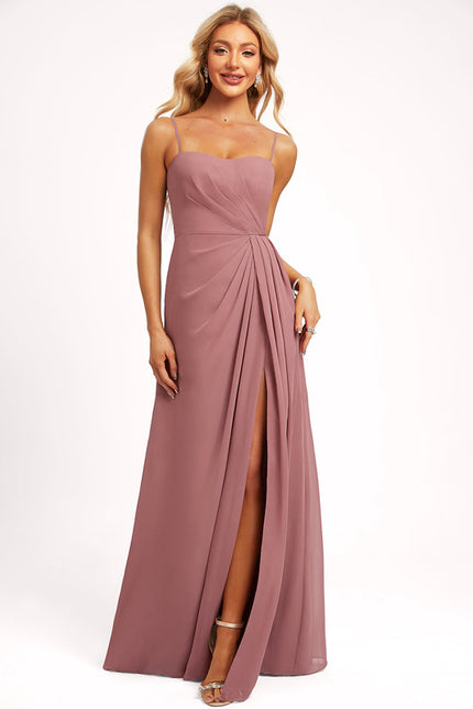 Robe Cérémonie Longue Mauve Fluide