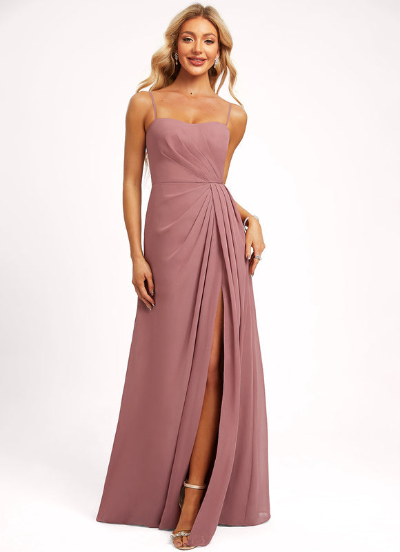 Robe Cérémonie Longue Mauve Fluide