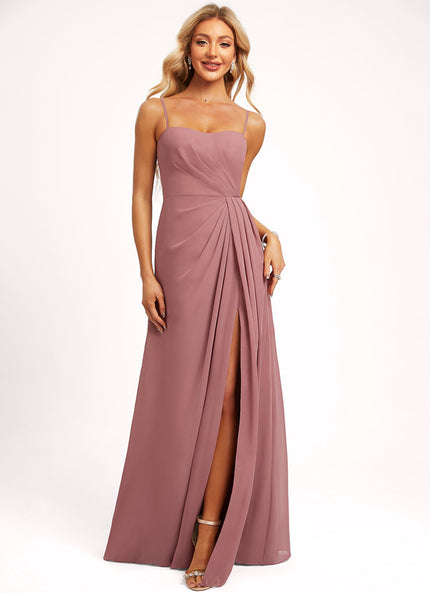 Robe Cérémonie Longue Mauve Fluide